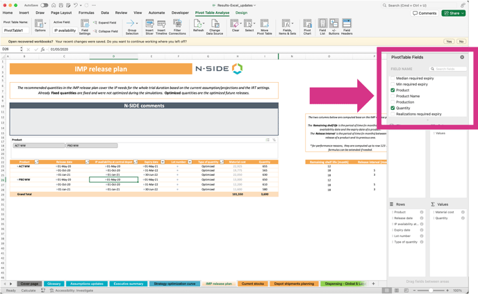 Excel result report - Product name